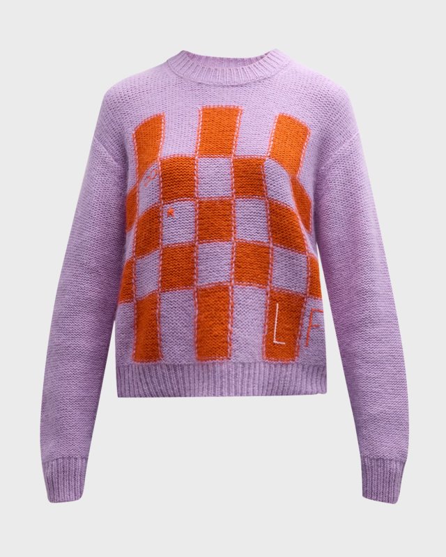 Janell Embroidered Check Intarsia Sweat